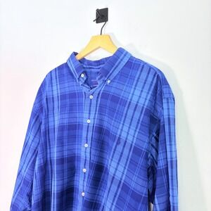 Ralph Lauren Performance Flannel Shirt Mens 2XL 2TG Blue Plaid‎ Button Down
